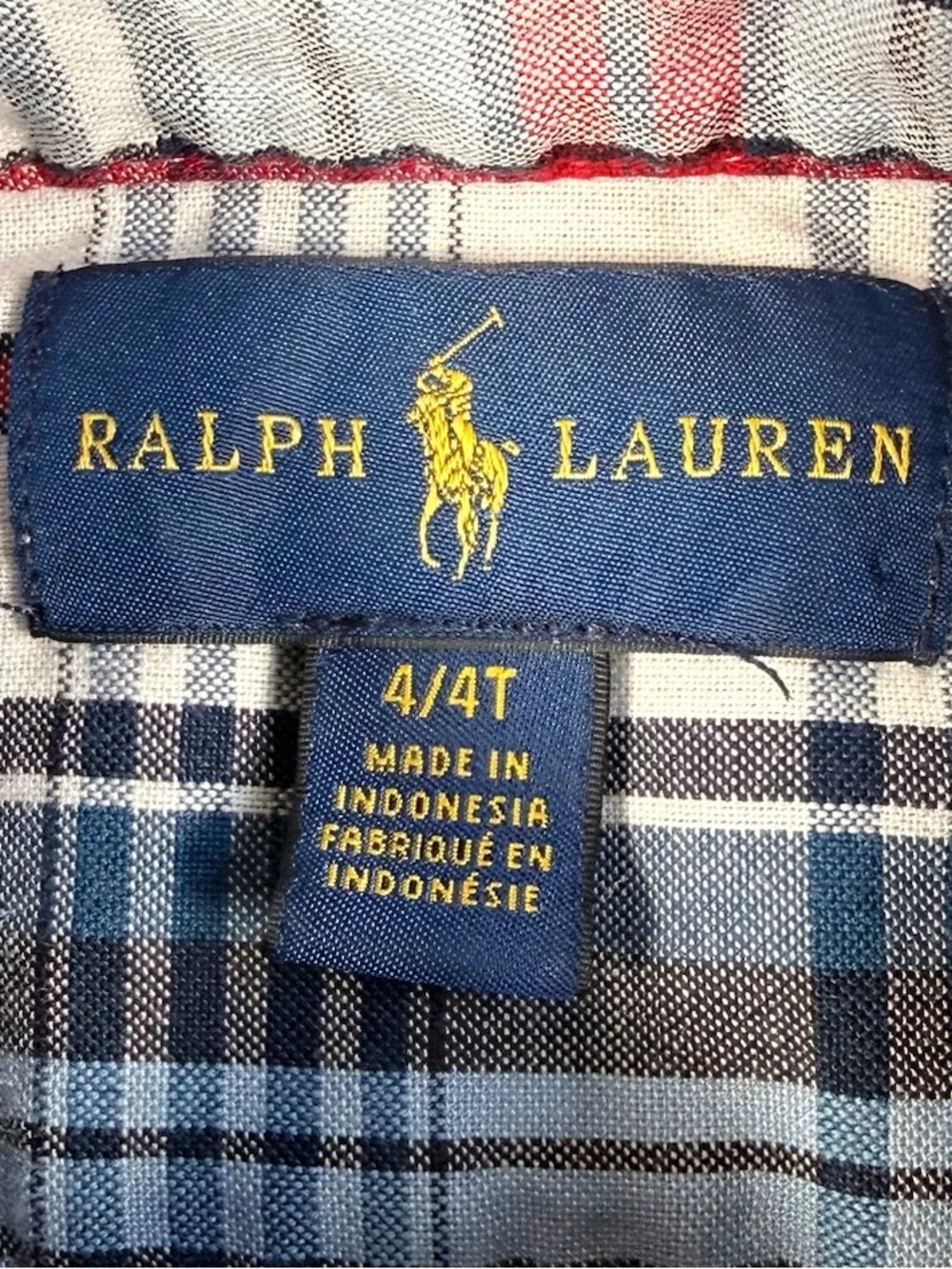 RALPH LAUREN Toddler Boys' Tartan Plaid 100% Cotton Casual Button Down Size 4/4T